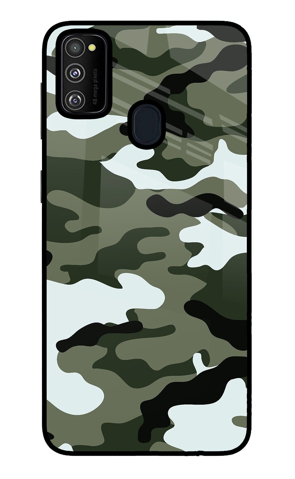 Camouflage Samsung M30s Glass Case