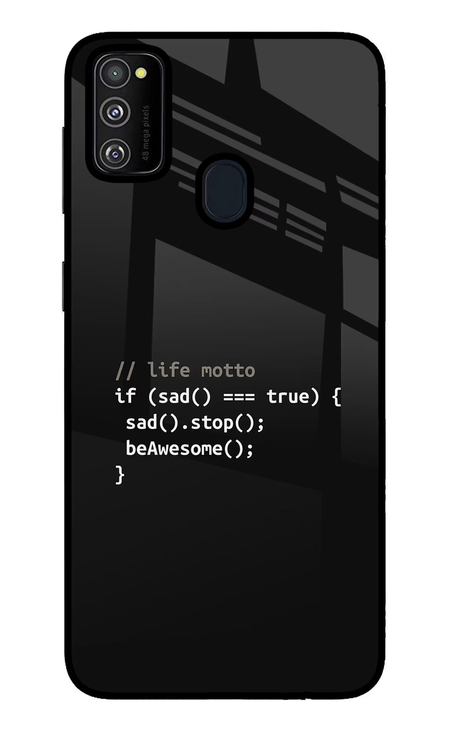 Life Motto Code Samsung M30s Back Cover, Glass case