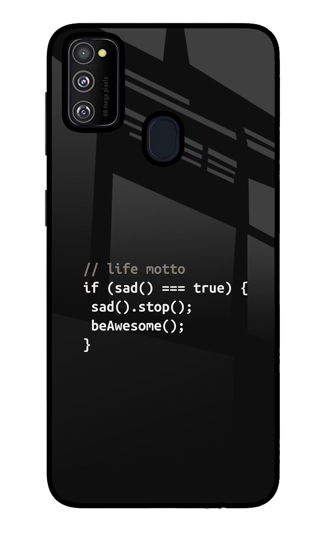 Life Motto Code Samsung M30s Glass Case Back Cover by Casekaro