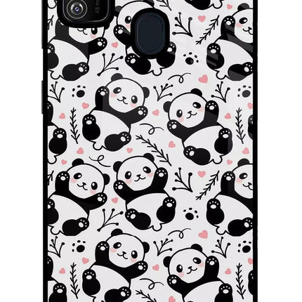 Cute Panda Samsung M30s Glass Case Back Cover by Casekaro