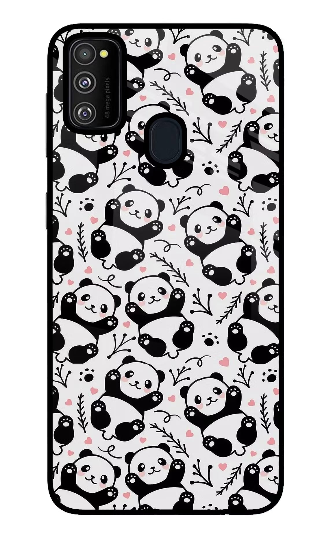 Cute Panda Samsung M30s Glass Case Back Cover by Casekaro