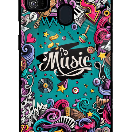 Music Graffiti Samsung M30s Glass Case Back Cover by Casekaro