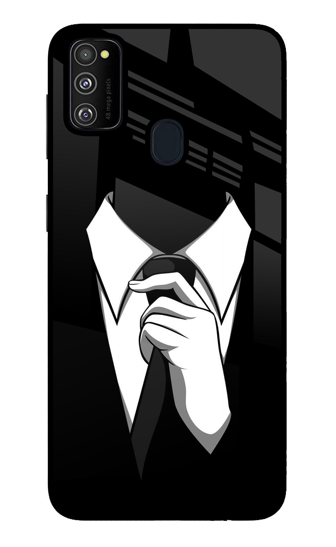 Black Tie Samsung M30s Glass Case