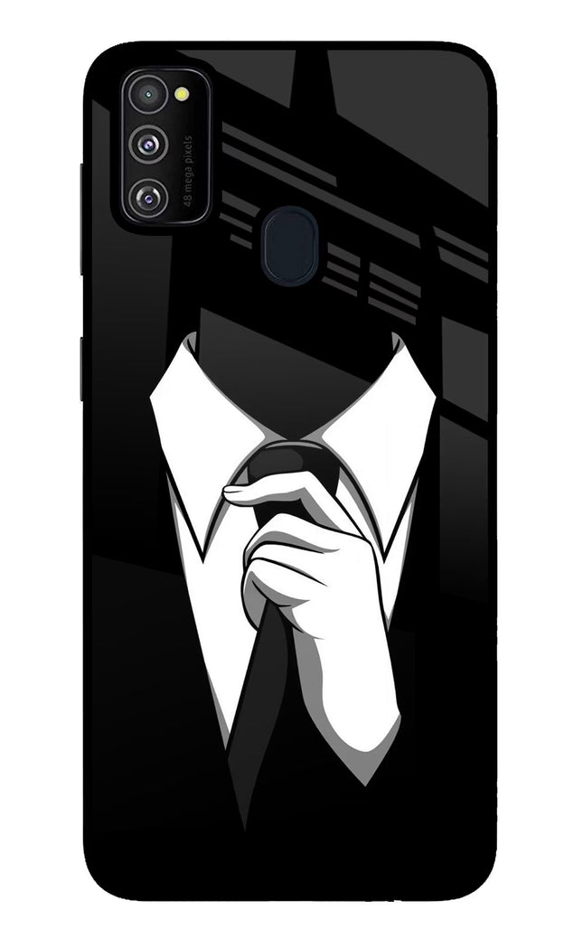 Black Tie Samsung M30s Glass Case Back Cover by Casekaro