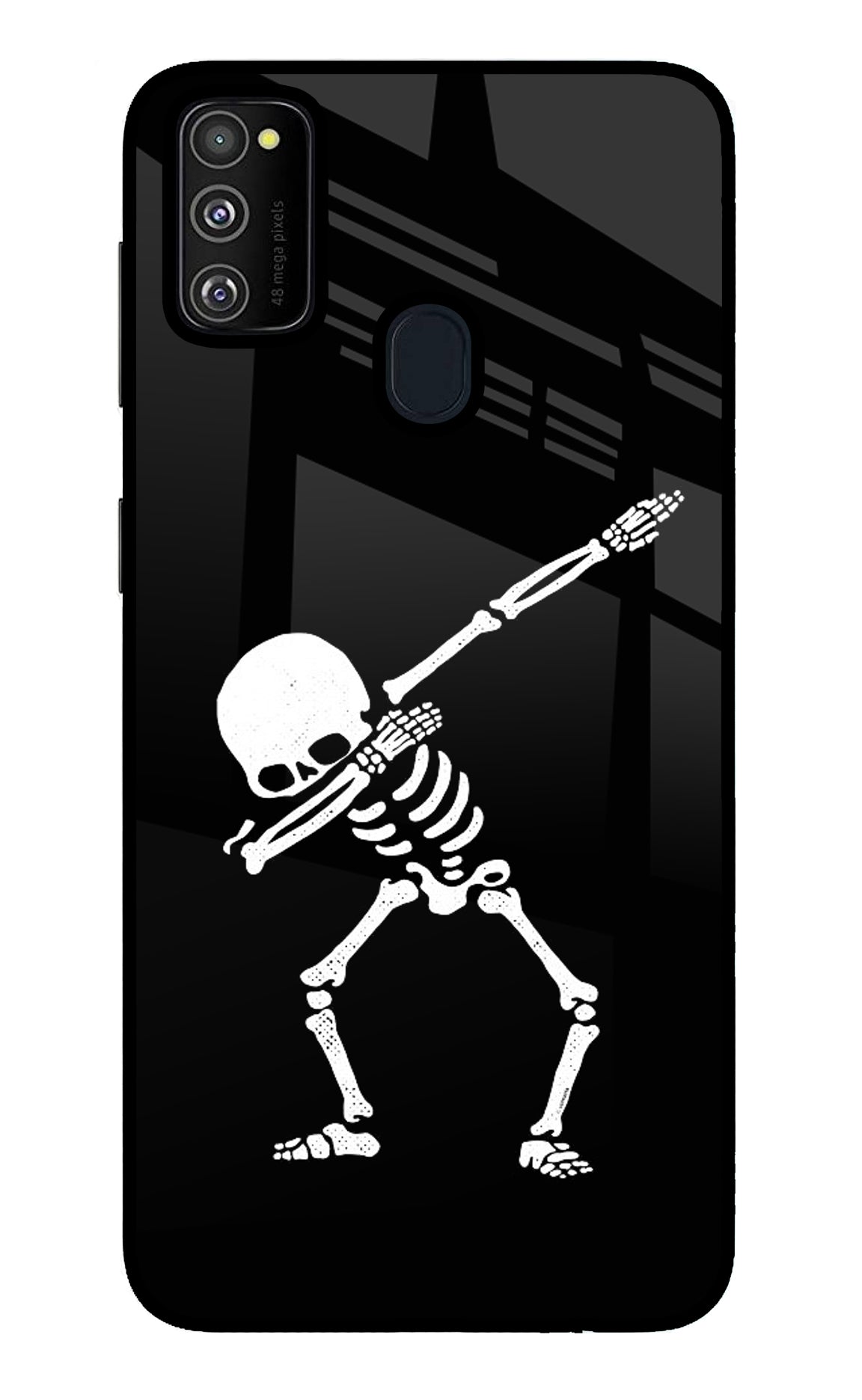 Dabbing Skeleton Art Samsung M30s Glass Case