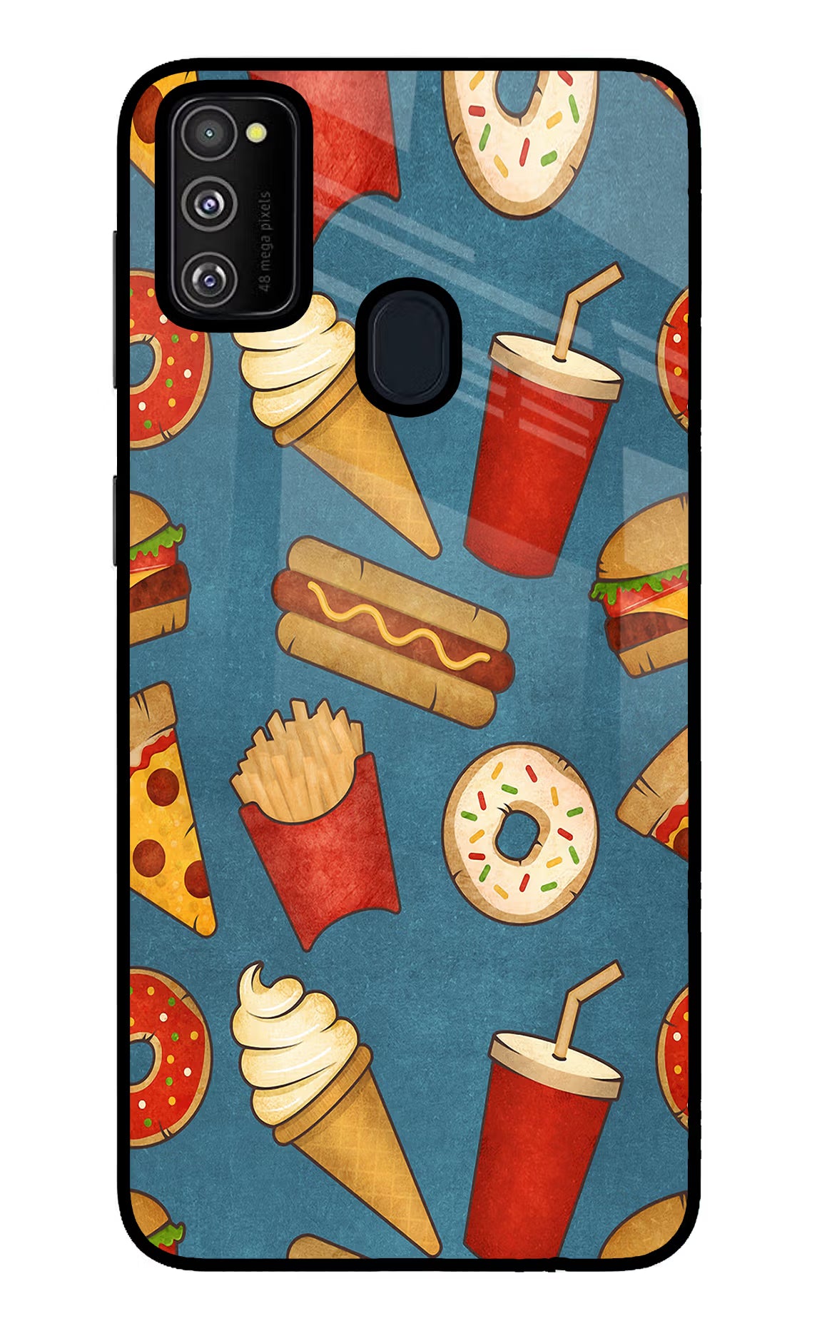 Foodie Samsung M30s Glass Case Back Cover by Casekaro
