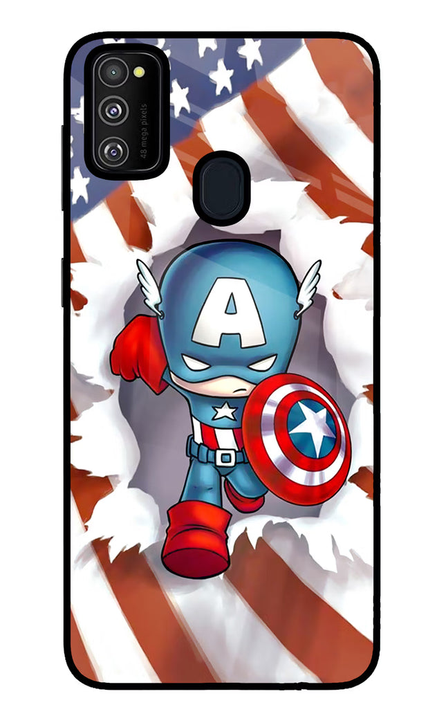 Captain America Samsung M30s Glass Case Back Cover by Casekaro