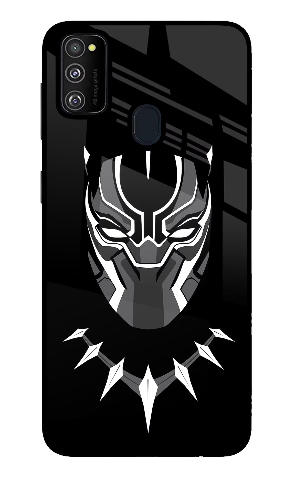 Black Panther Samsung M30s Glass Case Back Cover by Casekaro