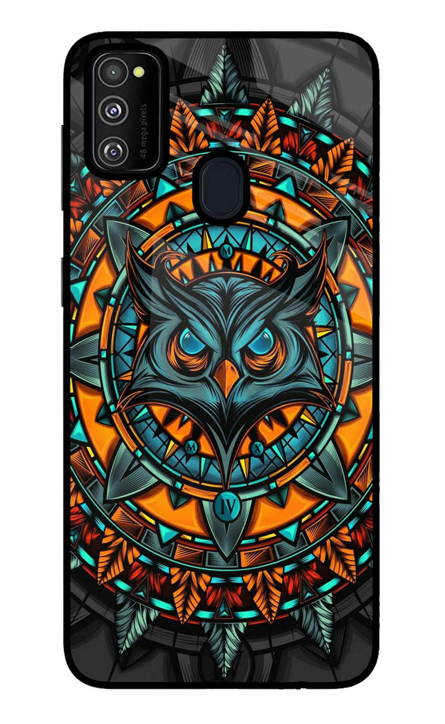 Angry Owl Art Samsung M30s Glass Case Back Cover by Casekaro