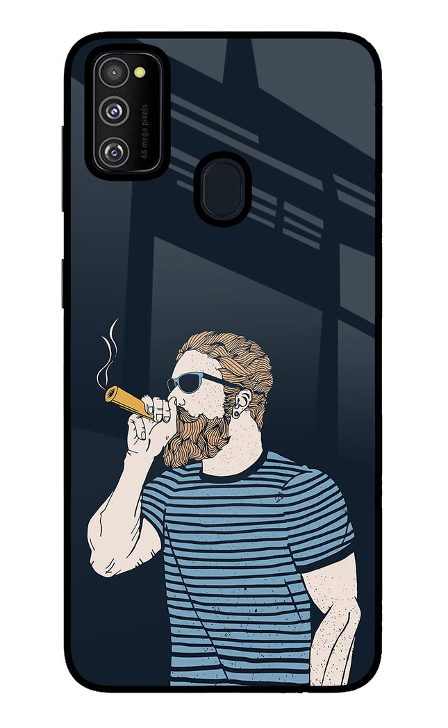 Smoking Samsung M30s Glass Case Back Cover by Casekaro
