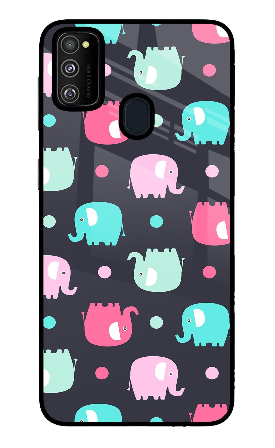 Elephants Samsung M30s Glass Case