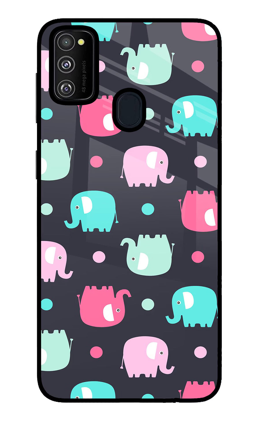 Elephants Samsung M30s Back Cover, Glass case