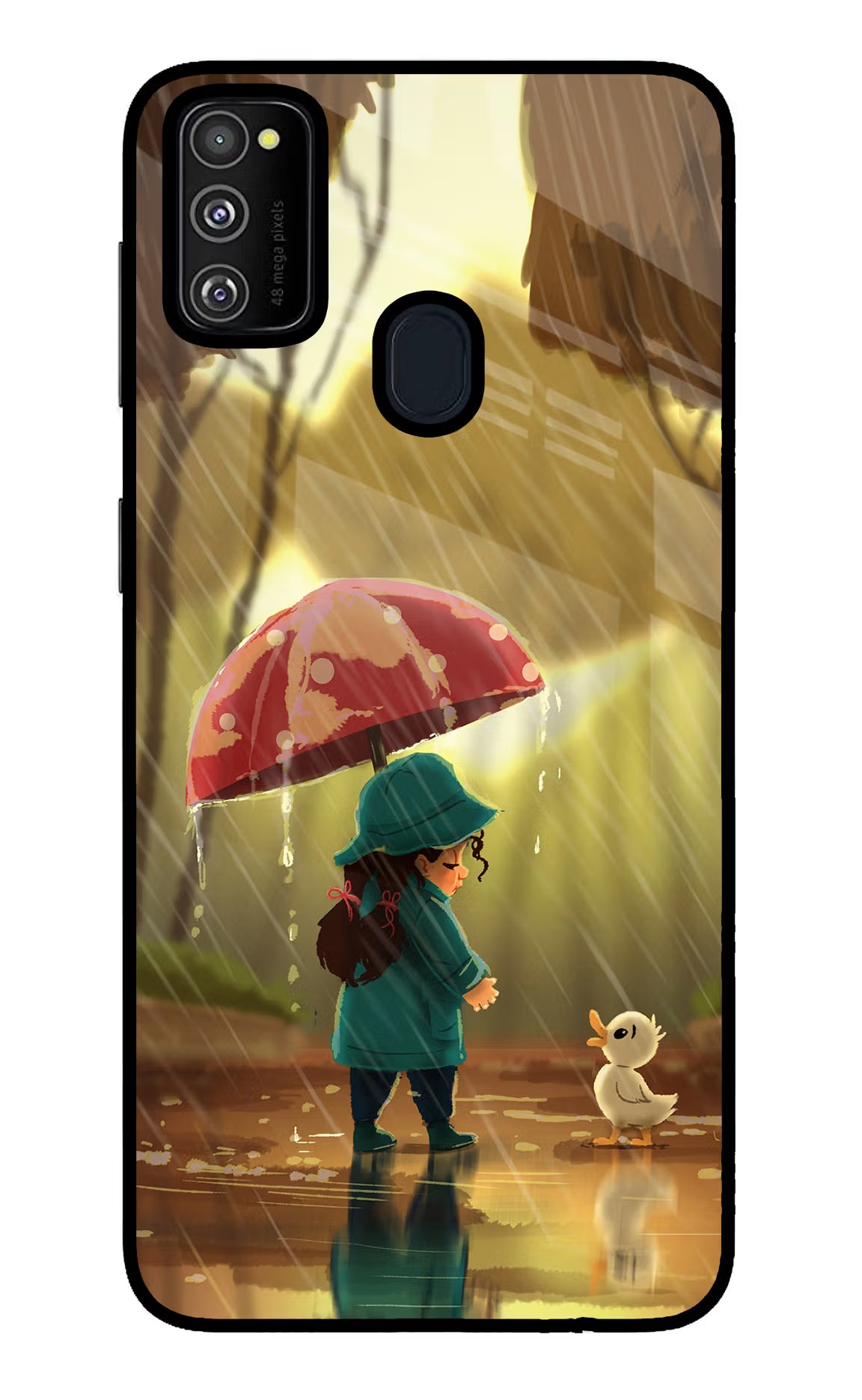 Rainy Day Samsung M30s Glass Case Back Cover by Casekaro
