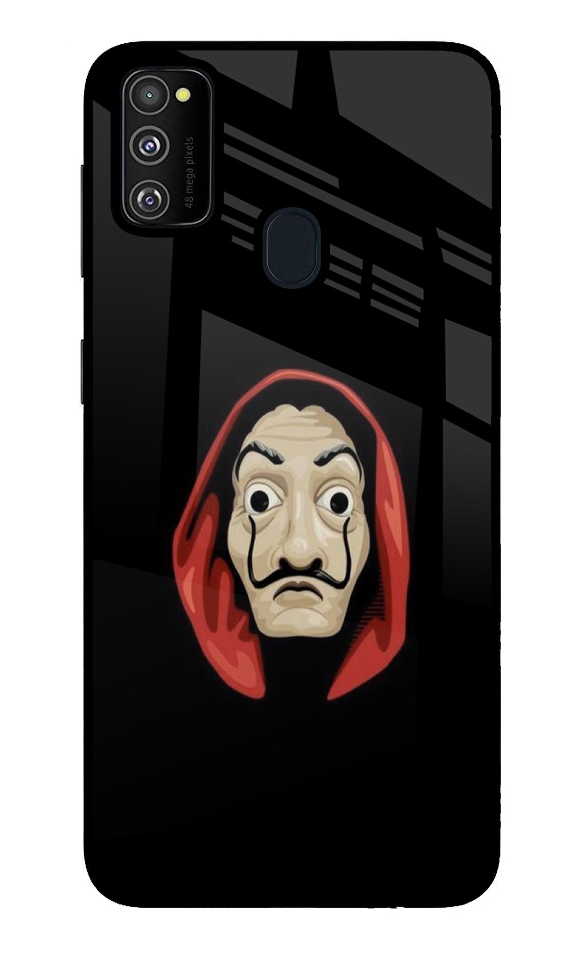 Money Heist Samsung M30s Glass Case