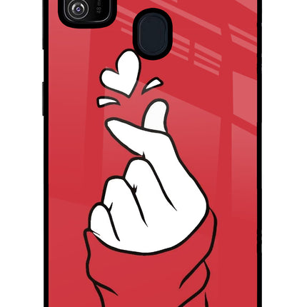 Korean Love Sign Samsung M30s Glass Case Back Cover by Casekaro