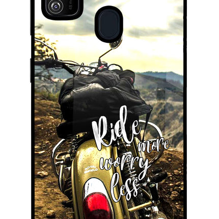 Ride More Worry Less Samsung M30s Glass Case Back Cover by Casekaro