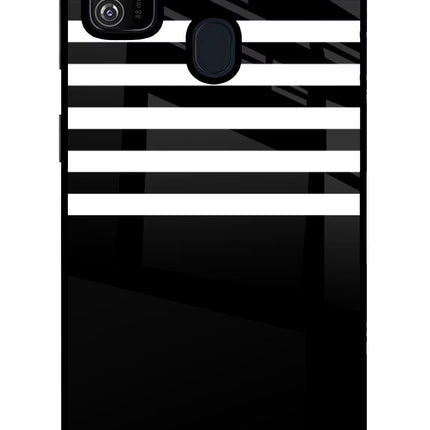 Black and White Print Samsung M30s Glass Case Back Cover by Casekaro
