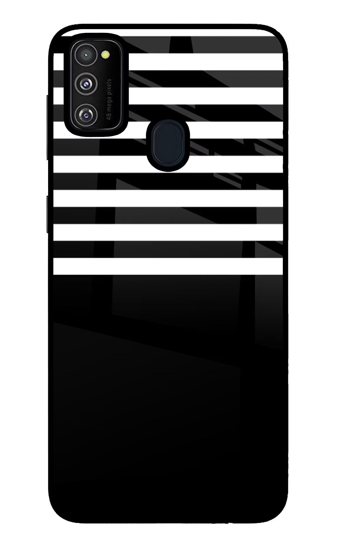 Black and White Print Samsung M30s Glass Case Back Cover by Casekaro