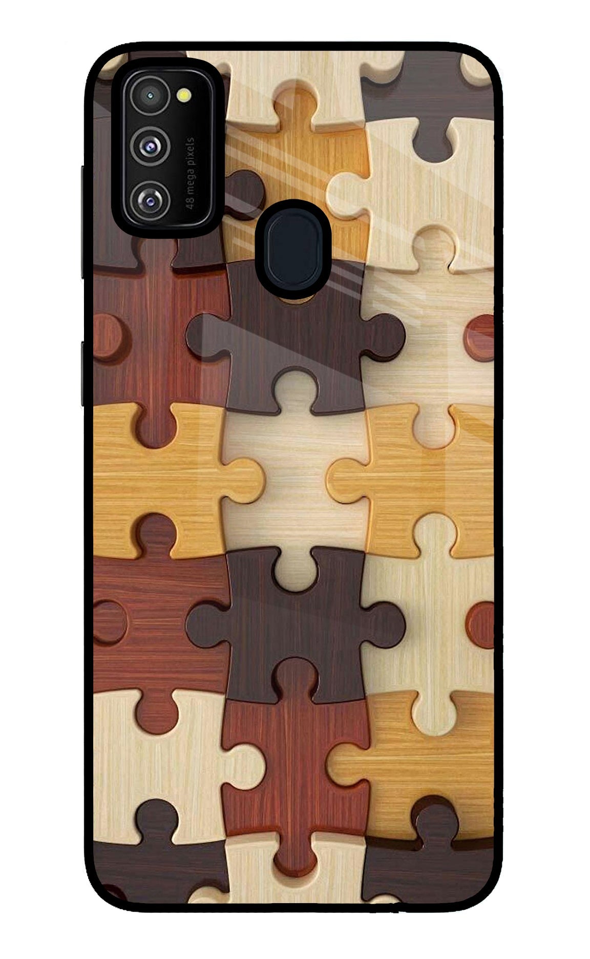 Wooden Puzzle Samsung M30s Glass Case