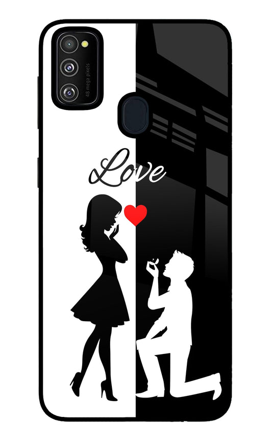 Love Propose Black And White Samsung M30s Glass Case