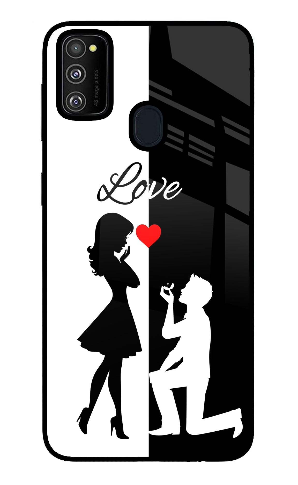 Love Propose Black And White Samsung M30s Back Cover