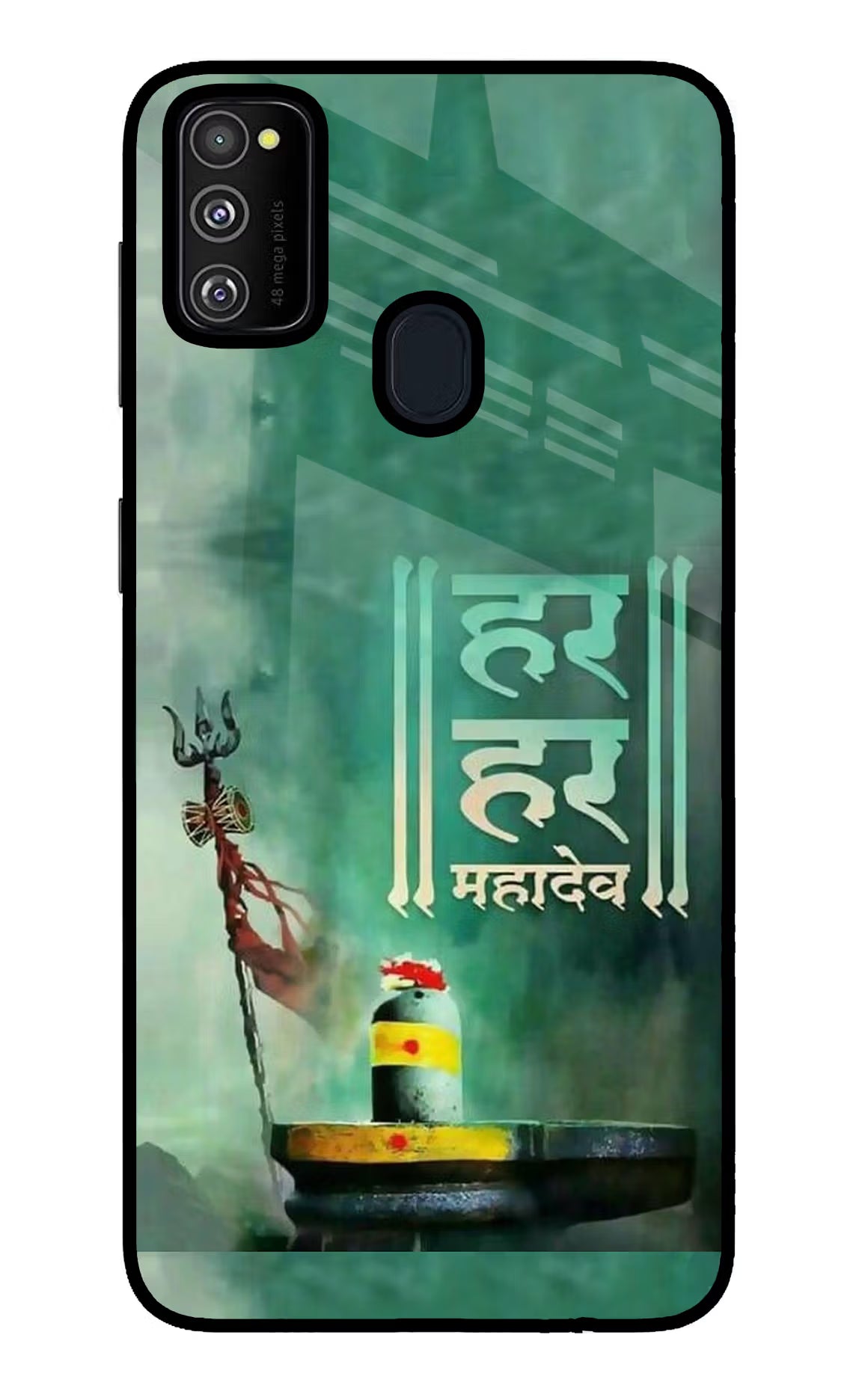 Har Har Mahadev Shivling Samsung M30s Glass Case Back Cover by Casekaro