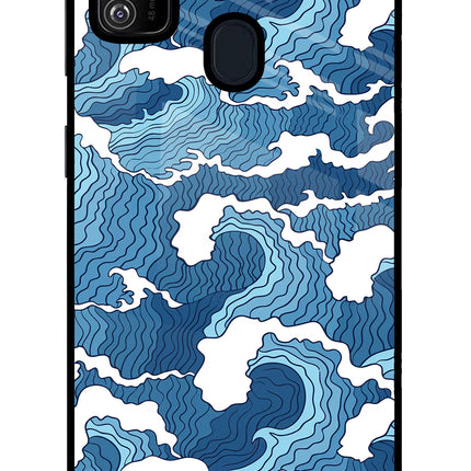 Blue Waves Samsung M30s Glass Case Back Cover by Casekaro