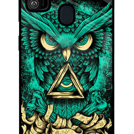 Green Owl Samsung M30s Glass Case Back Cover by Casekaro