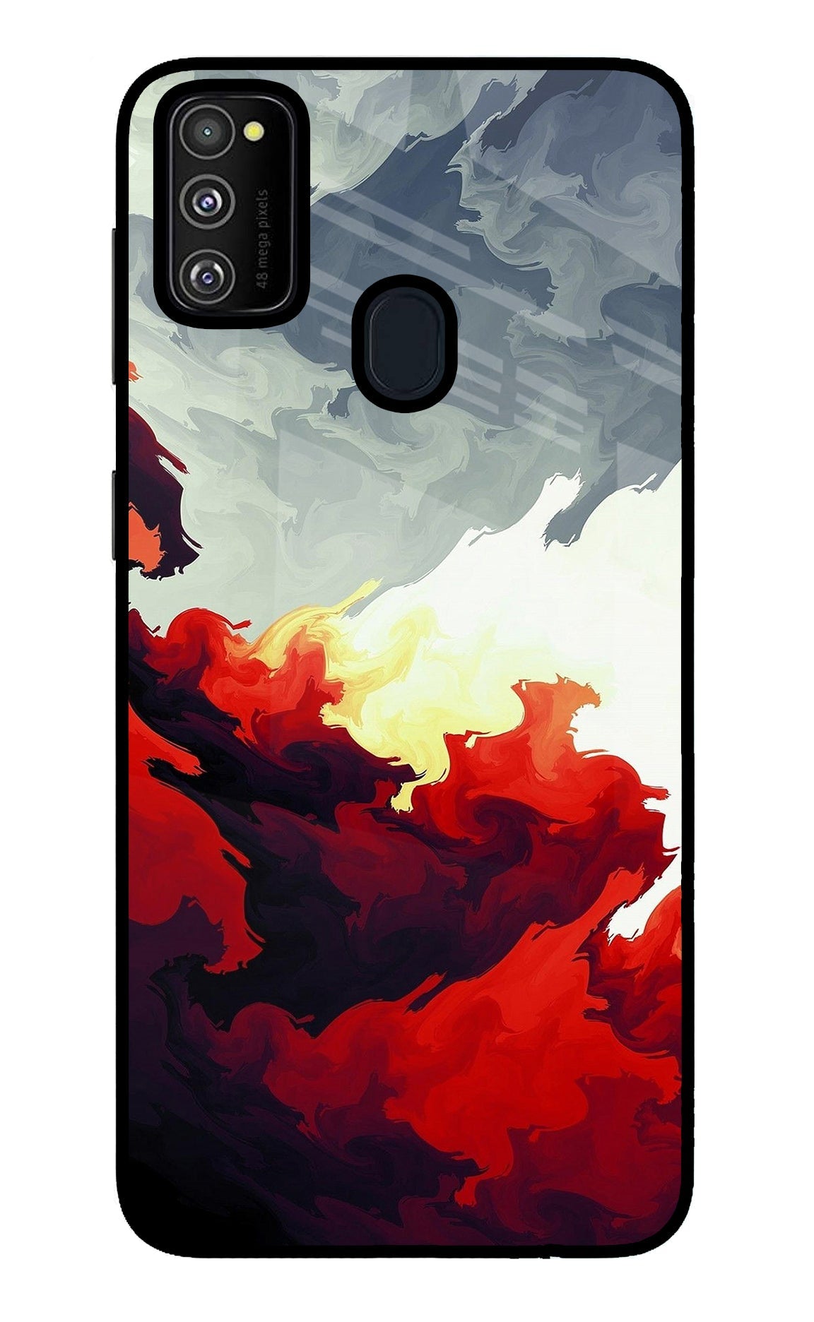 Fire Cloud Samsung M30s Glass Case