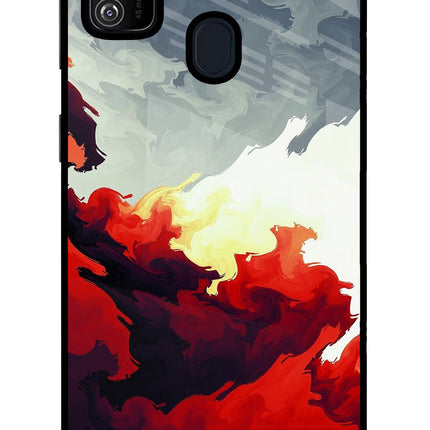Fire Cloud Samsung M30s Glass Case Back Cover by Casekaro