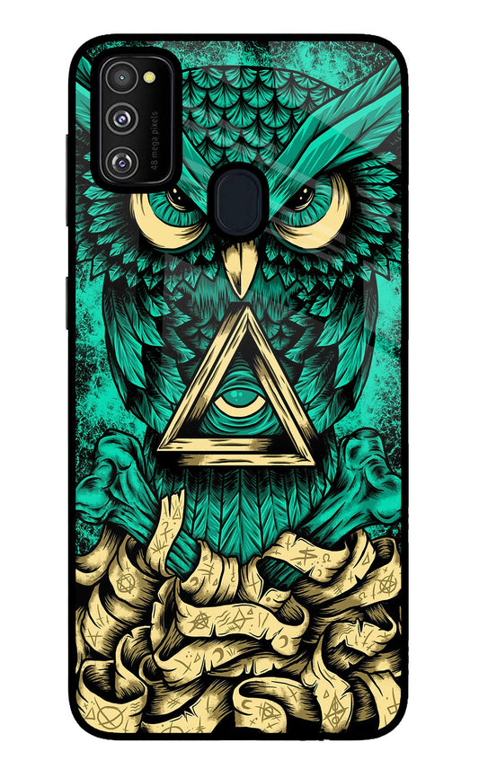 Green Owl Samsung M30s Glass Case