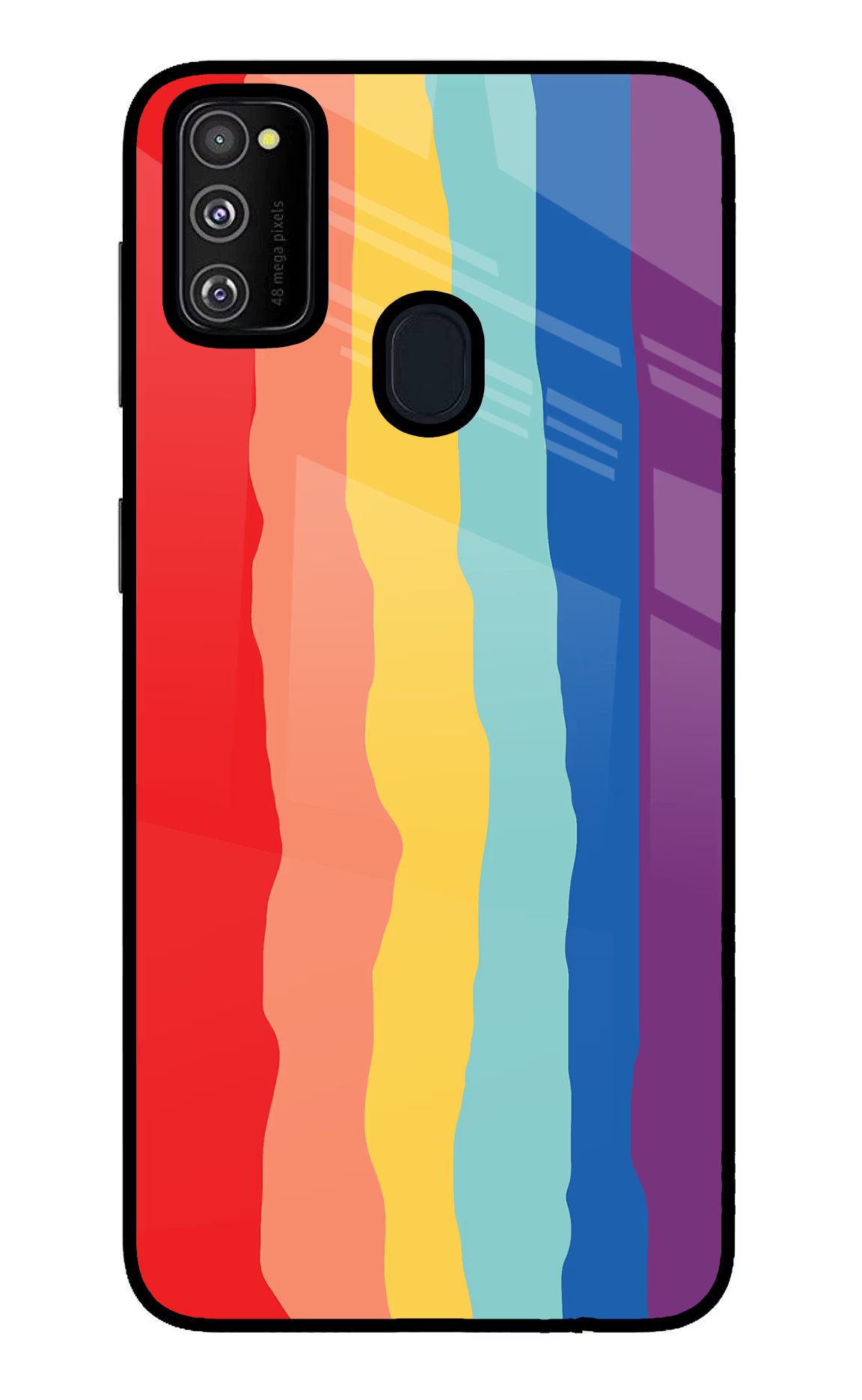 Rainbow Samsung M30s Glass Case Back Cover by Casekaro
