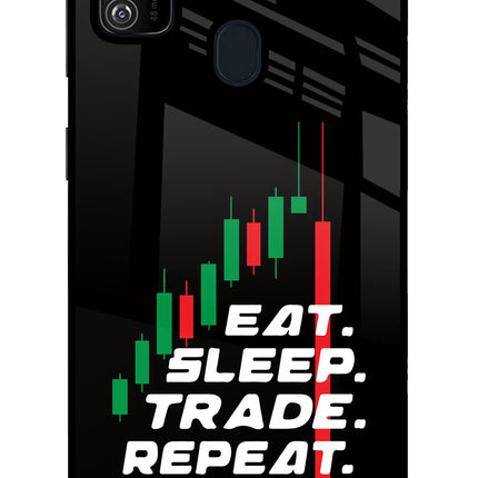 Eat Sleep Trade Repeat Samsung M30s Glass Case Back Cover by Casekaro
