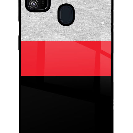 Tri Color Pattern Samsung M30s Glass Case Back Cover by Casekaro