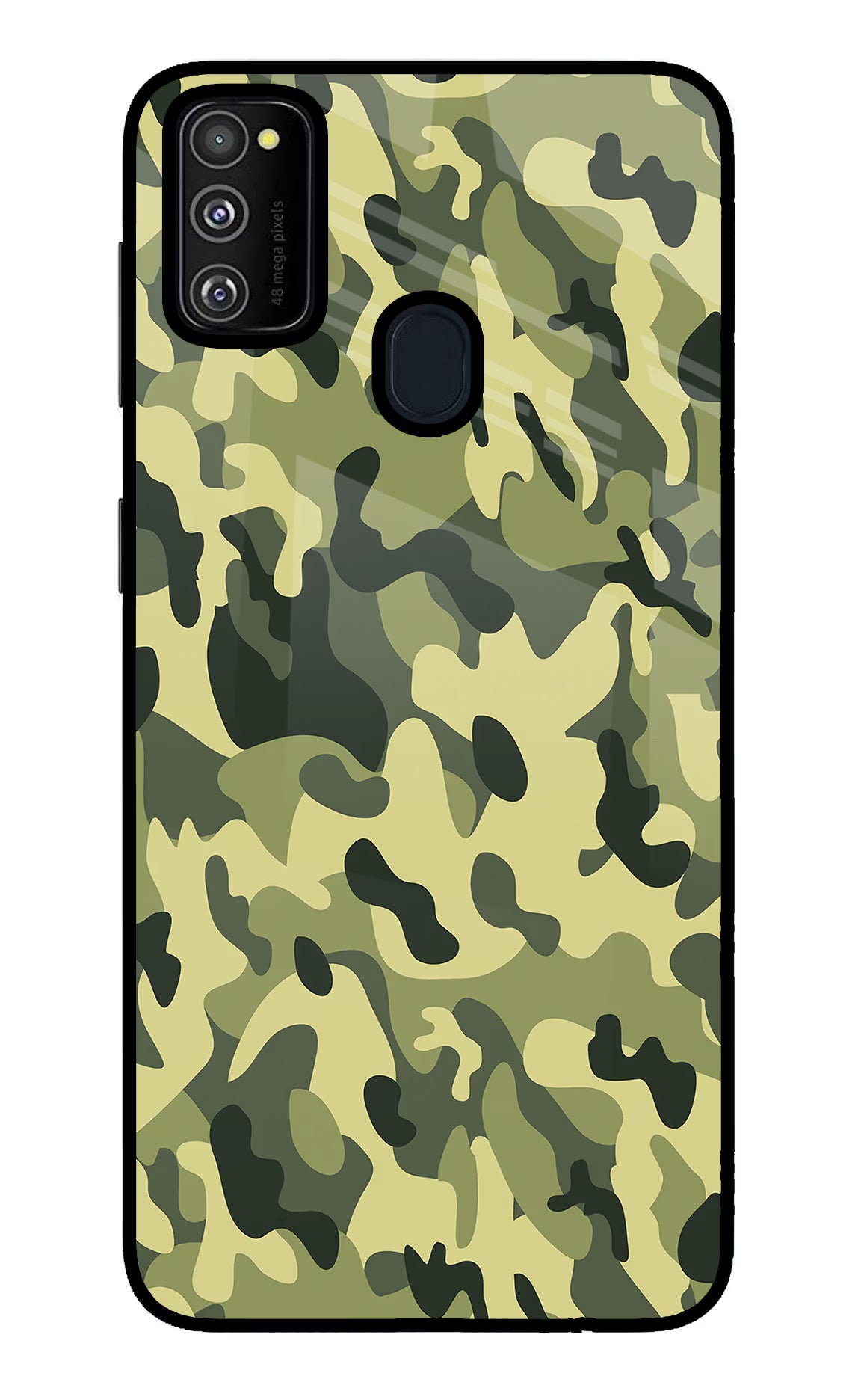 Camouflage Samsung M30s Glass Case Back Cover by Casekaro