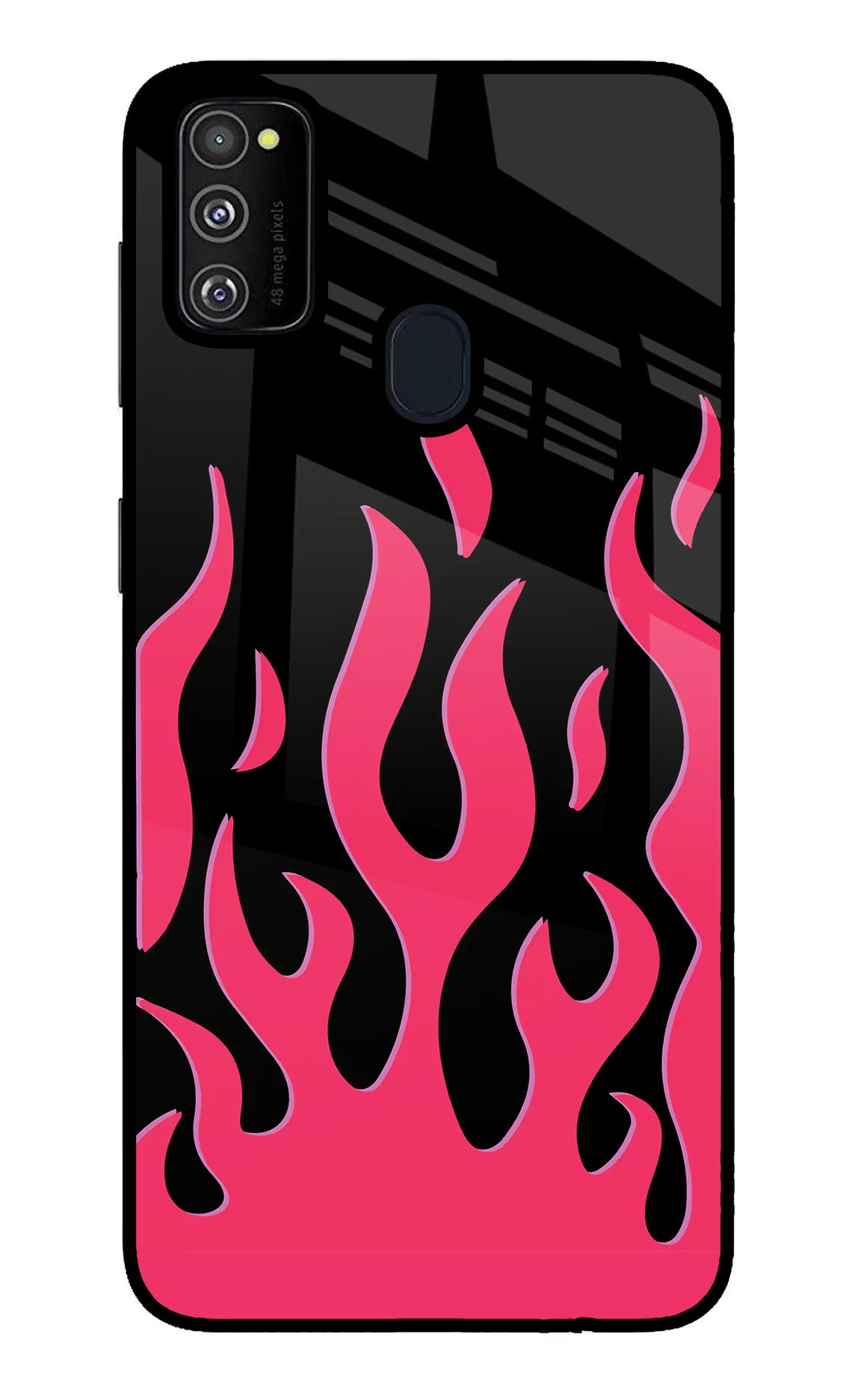 Fire Flames Samsung M30s Glass Case Back Cover by Casekaro