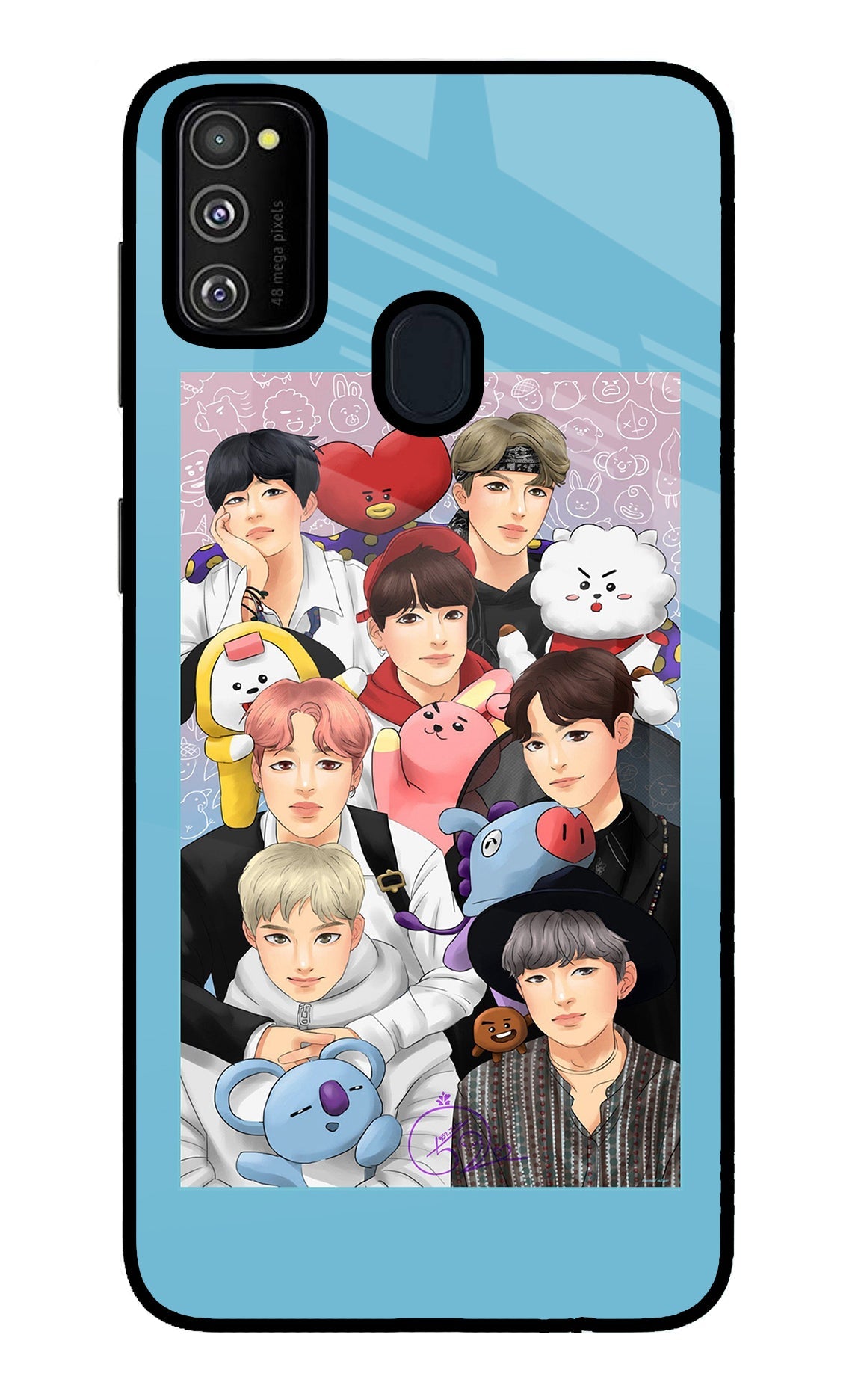 BTS with animals Samsung M30s Glass Case