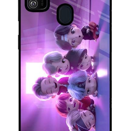 BTS Chibi Samsung M30s Glass Case Back Cover by Casekaro