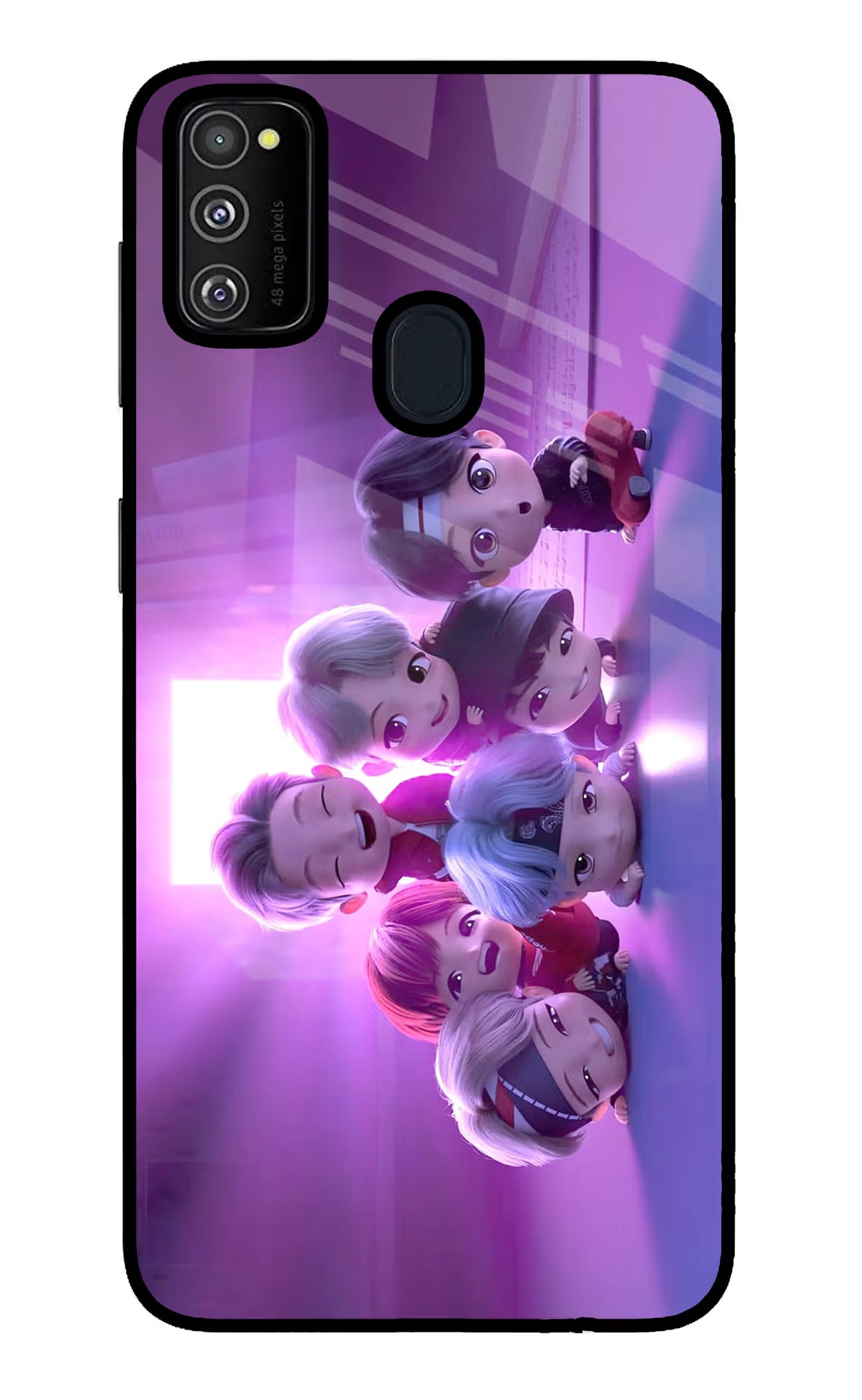 BTS Chibi Samsung M30s Glass Case Back Cover by Casekaro