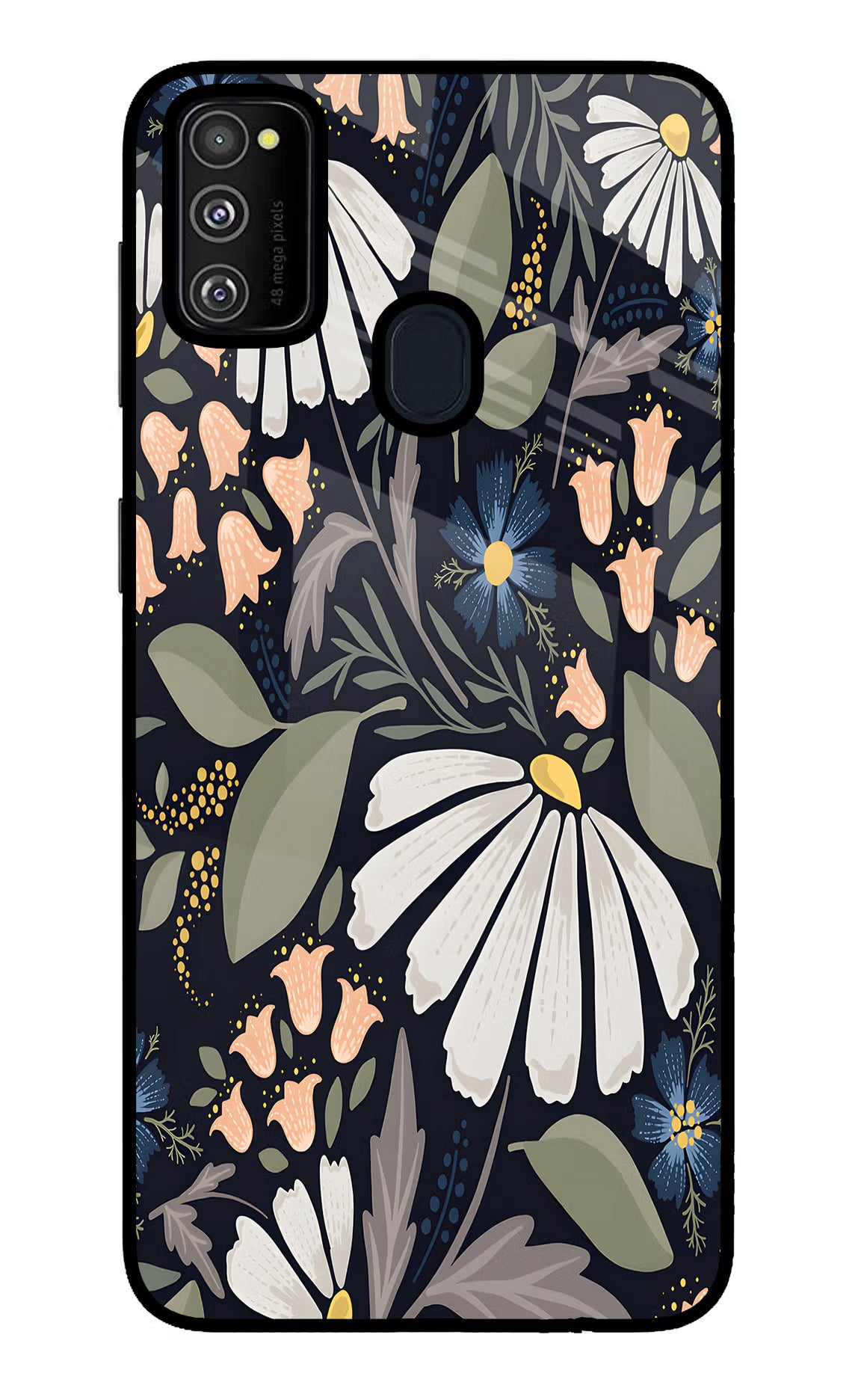 Flowers Art Samsung M30s Glass Case Back Cover by Casekaro