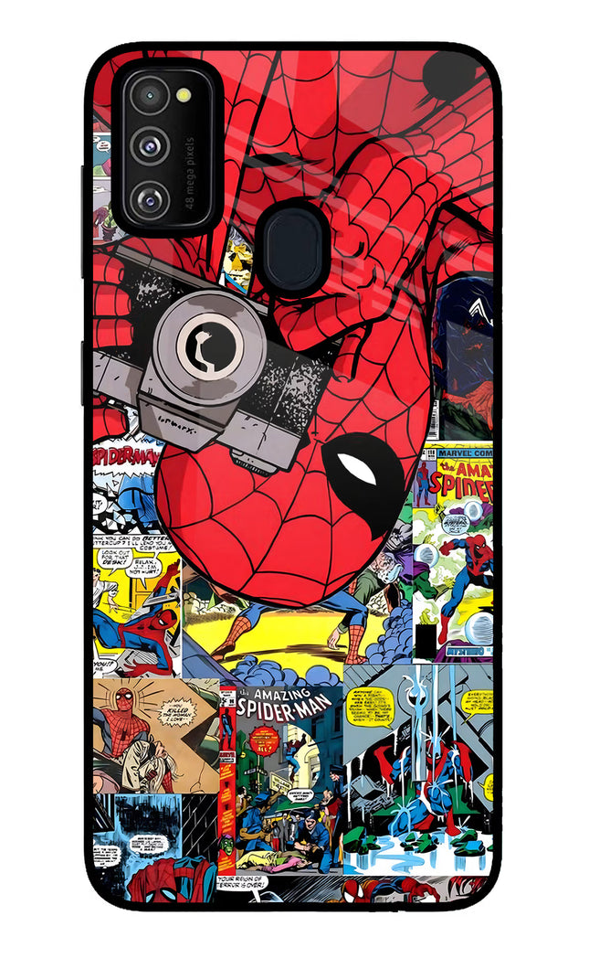 Spider Man Samsung M30s Glass Case Back Cover by Casekaro