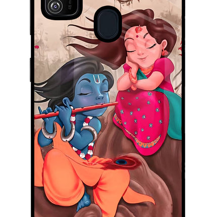 Radhe Krishna Samsung M30s Glass Case Back Cover by Casekaro