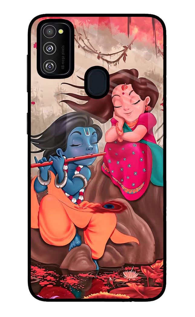 Radhe Krishna Samsung M30s Glass Case Back Cover by Casekaro