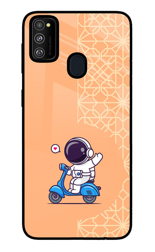 Cute Astronaut Riding Samsung M30s Glass Case