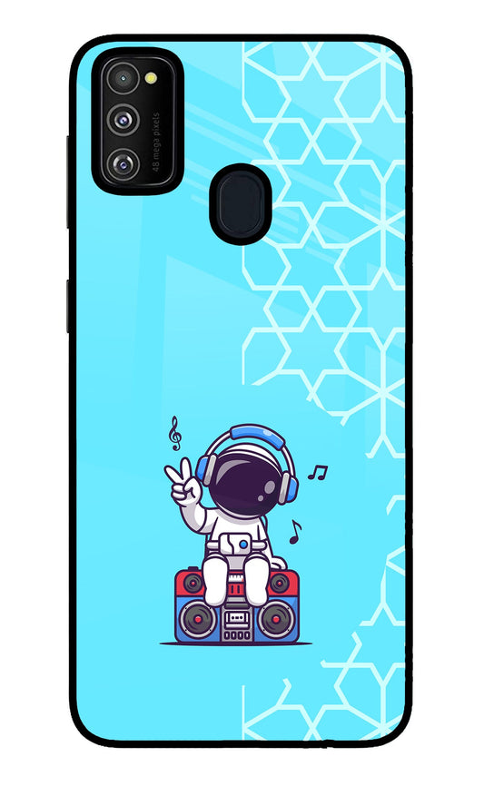 Cute Astronaut Chilling Samsung M30s Glass Case