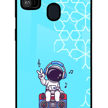 Cute Astronaut Chilling Samsung M30s Glass Case Back Cover by Casekaro