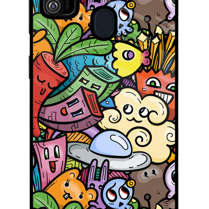 Veggie Doodle Samsung M30s Glass Case Back Cover by Casekaro