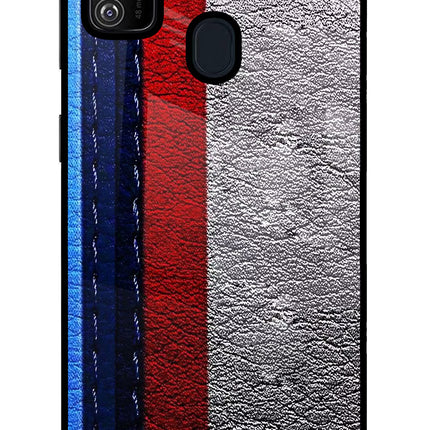 BMW Stripes Samsung M30s Glass Case Back Cover by Casekaro