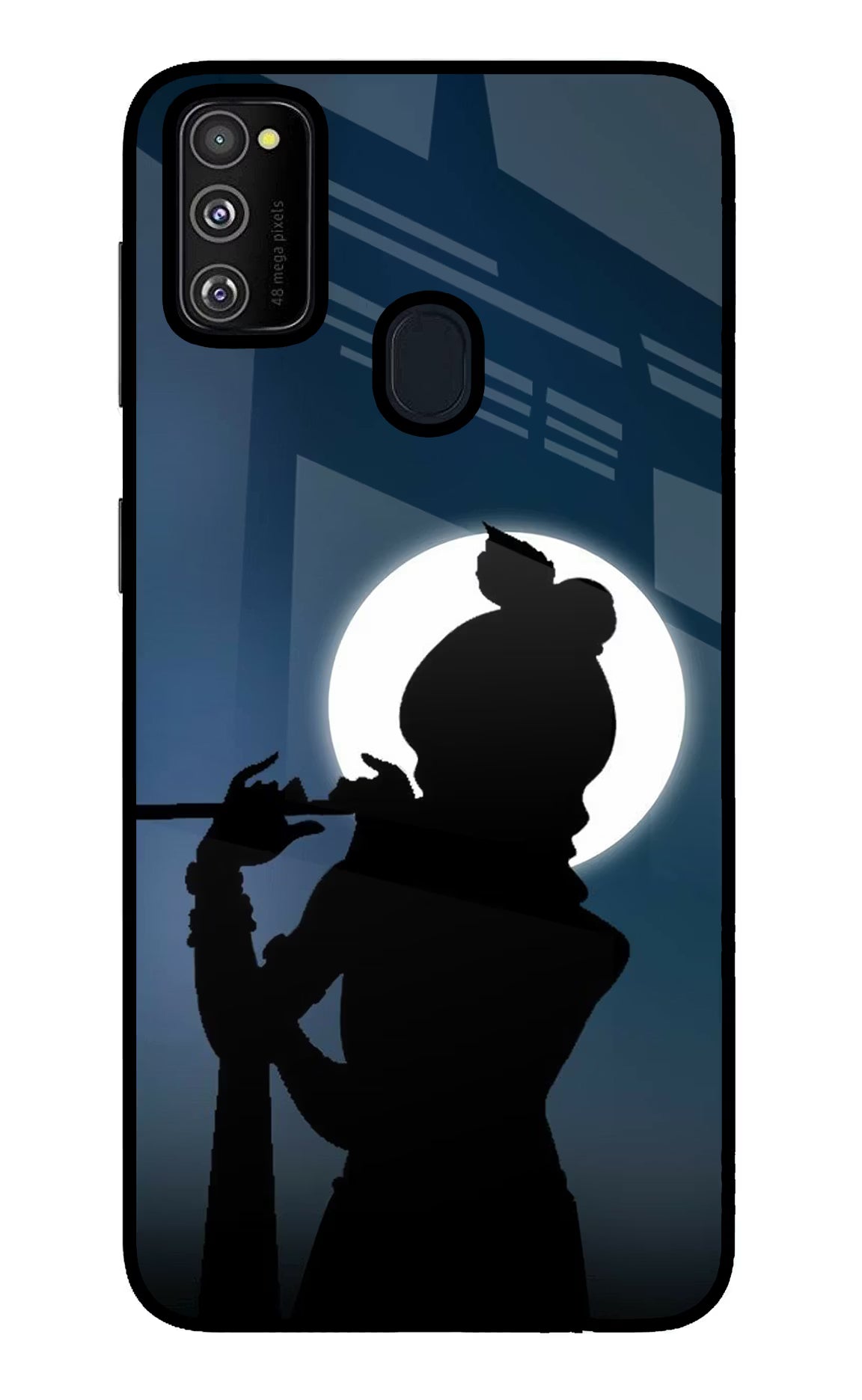 Shri Krishna Silhouette Samsung M30s Glass Case Back Cover by Casekaro