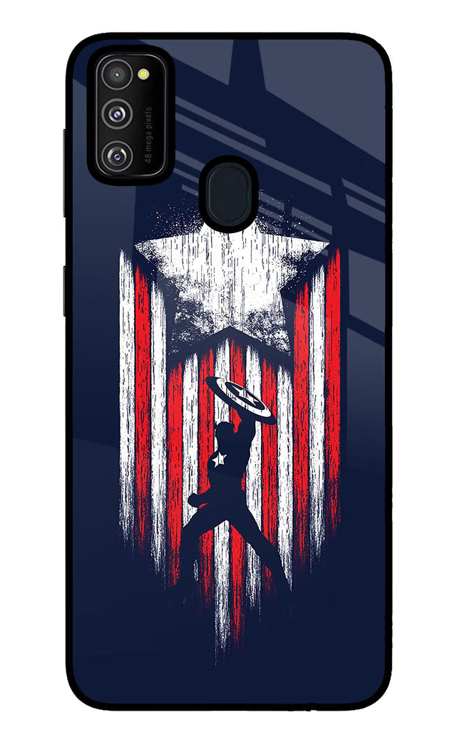 Captain America Marvel Art Samsung M30s Glass Case Back Cover by Casekaro